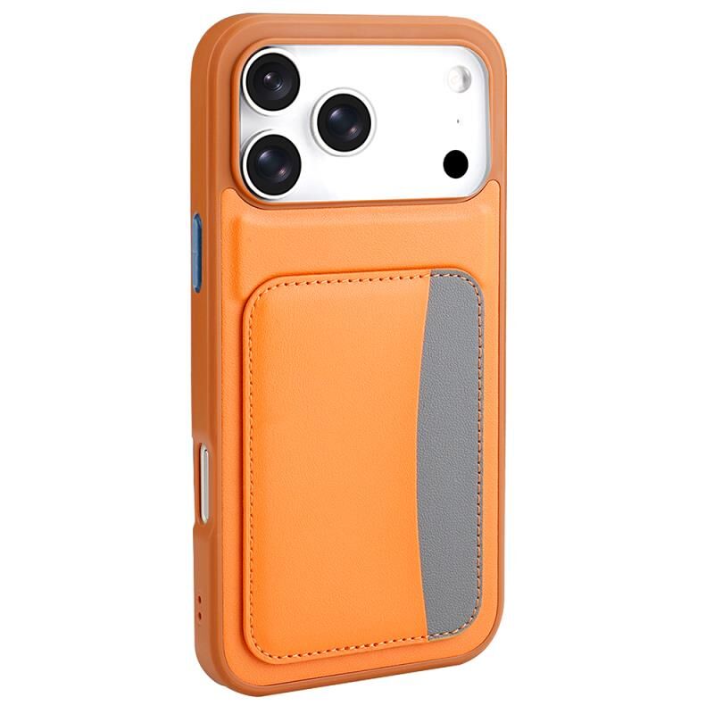 Zore iPhone 17 Pro Max Kılıf Kartlıklı Zore X-Kart Silikon Kılıf Turuncu