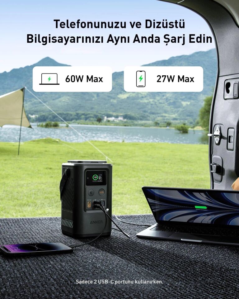 ANKER 548 Powerbank 60000mAh PowerCore Reserve 192Wh Solar Şarj Girişli Taşınabilir Güç Kaynağı 60W