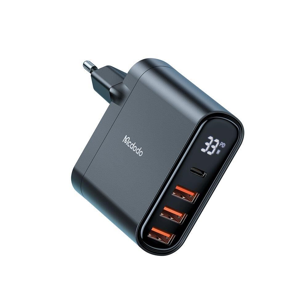 Mcdodo CH-2250 33W 1xTYPE-C 3xUSB Girişli Dijital Göstergeli Şarj Adaptörü - Siyah