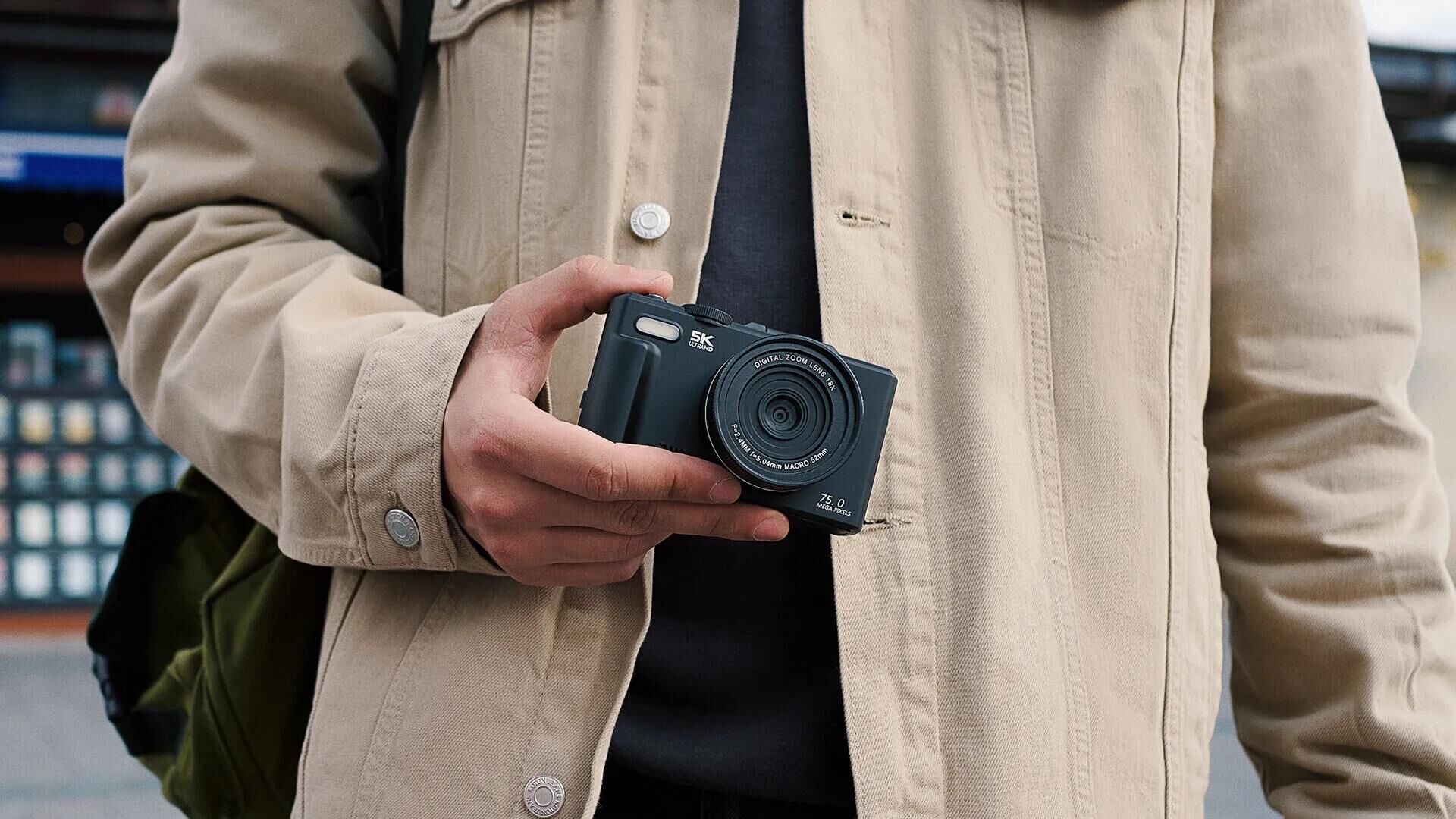 Acton Flip Dijital Kompakt Fotoğraf Makinesi Retro Kamera Siyah