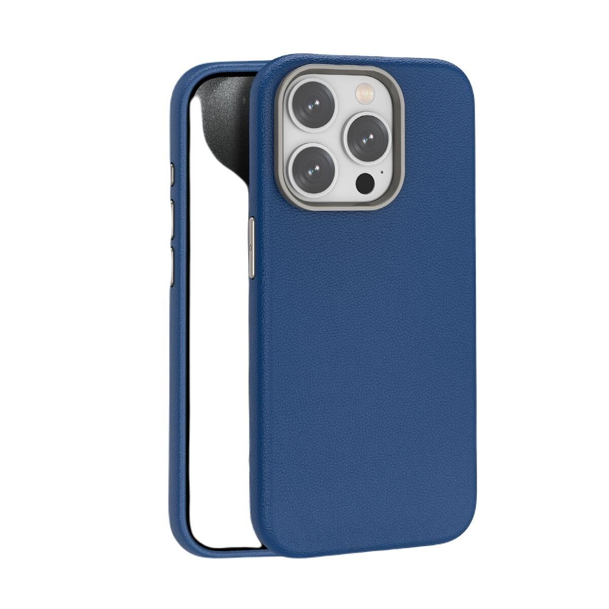 Piili iPhone 15 Pro Max Deri Magsafe Kılıf Lacivert